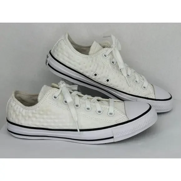 Converse Ctas Neoprene O White Black Low Top Quilted Sneakers 9 - Picture 2 of 11